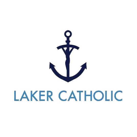 Laker Catholic logo with Jesus on the cross and anchor